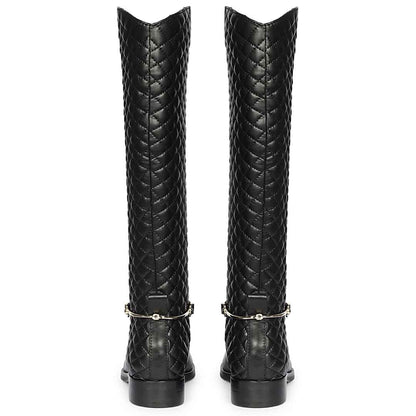 Saint Celestine Quilted Black Leather Long Boots