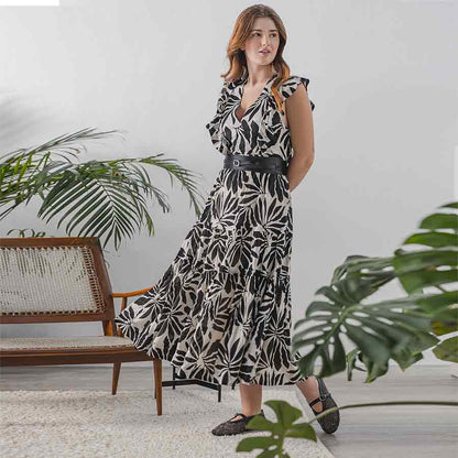 Saint Womens Ivory Printed Lurex Maxi Dress