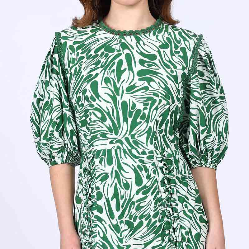 Saint Solene Womens Green Cotton Lining Short Dress
