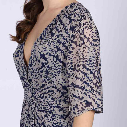 Saint Womens Navy Abstract Print Viscose Mini Dress