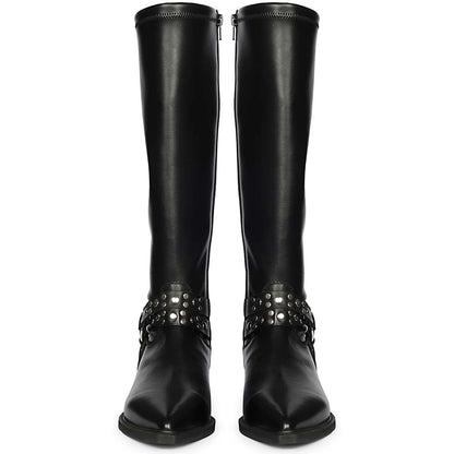 Saint Selene Studded O-Ring Strap Stretch Napa Long Boots