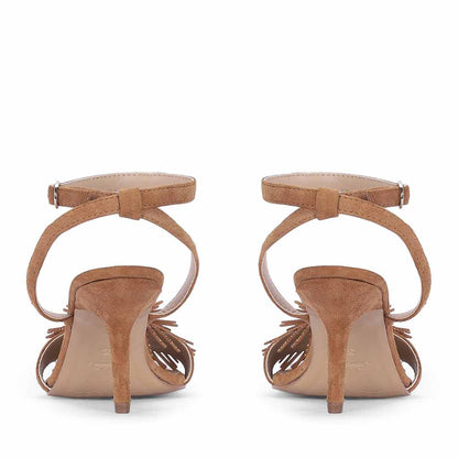 Saint Liora Tan Suede Leather Fringe Stilettos