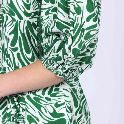 Saint Solene Womens Green Cotton Lining Short Dress