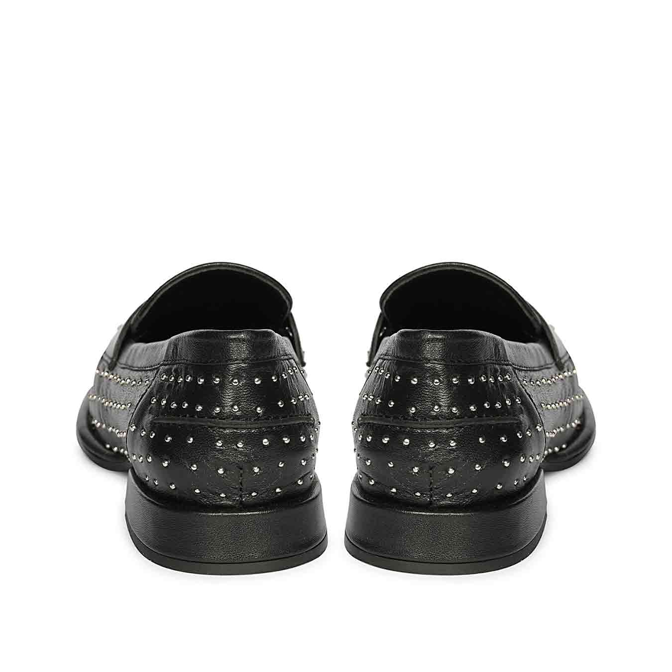 Saint Carol Studded Black Leather Moccasins