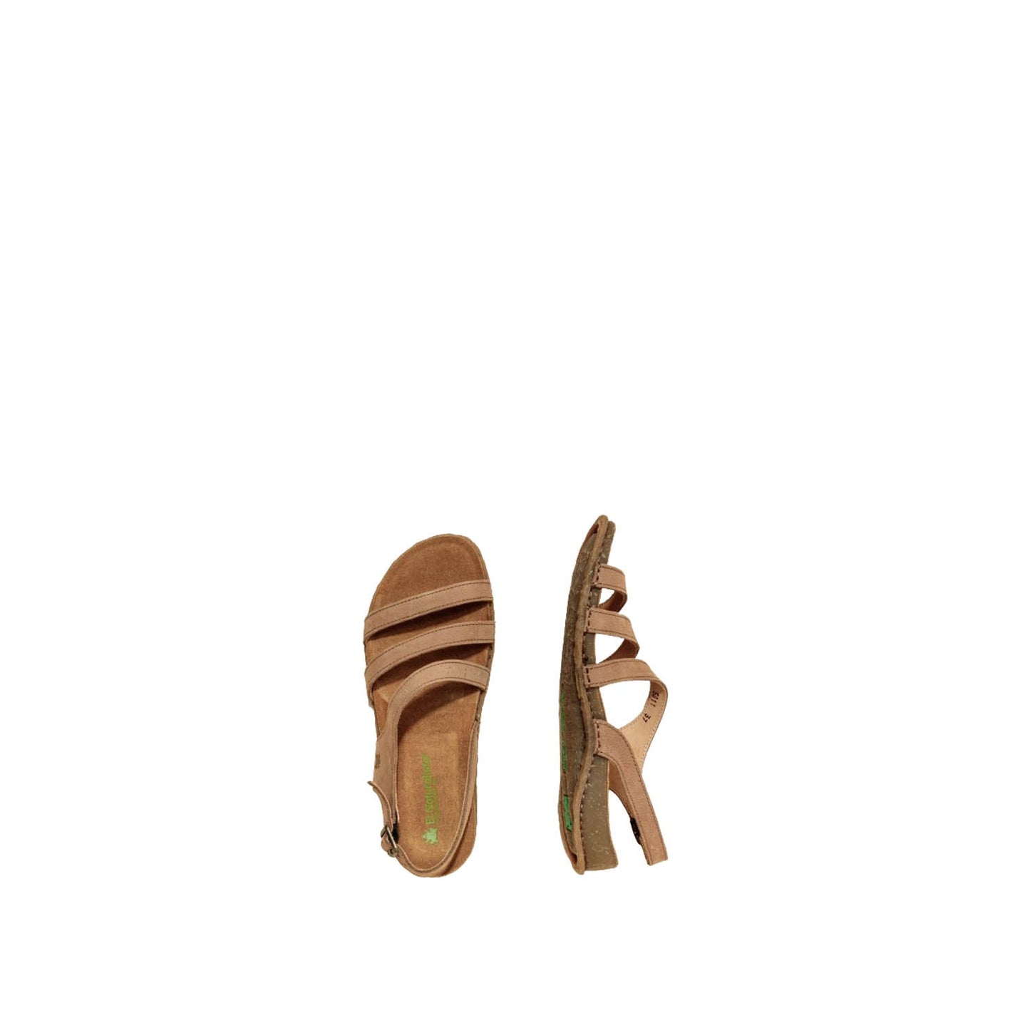 El Naturalista Honey Embellished Leather Block Sandals with Buckle