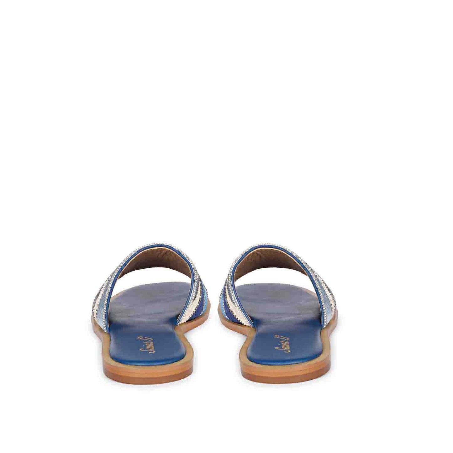 Georgia Hand Embroidered Blue Leather Flats