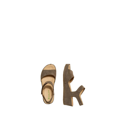 El Naturalista Plume Embellished Leather Block Sandals with Buckle