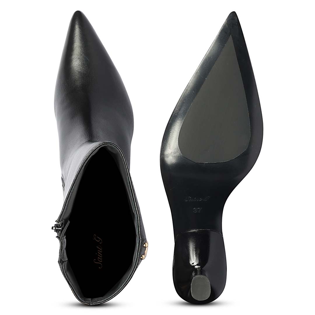 Saint Sadie Gold Metal Muse Black Leather Tall Boots
