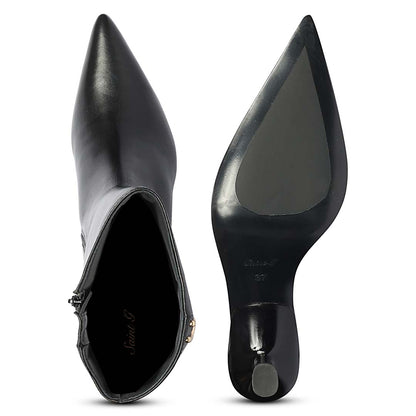 Saint Sadie Gold Metal Muse Black Leather Tall Boots