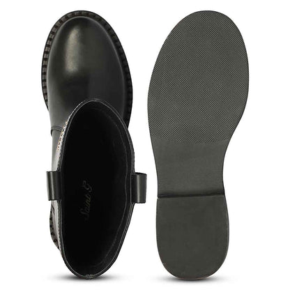 Saint Lilah Black Leather Long Boots