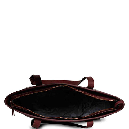 Favore Textured Burgundy Leather Structured Shoulder Bag With a Small Pouch