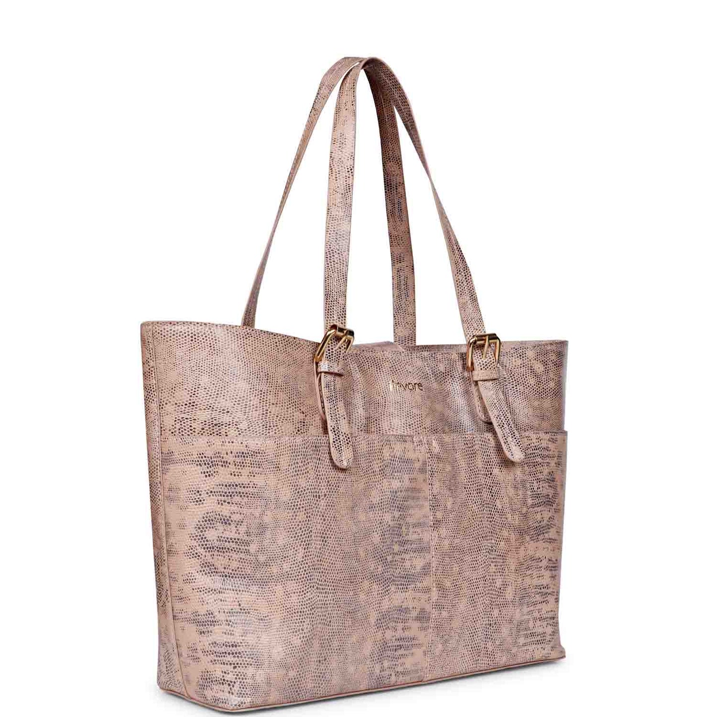 Favore Peach Leather Structured Shoulder Bag