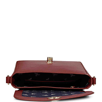 Favore Red Womens  Leather Structured Sling Bag