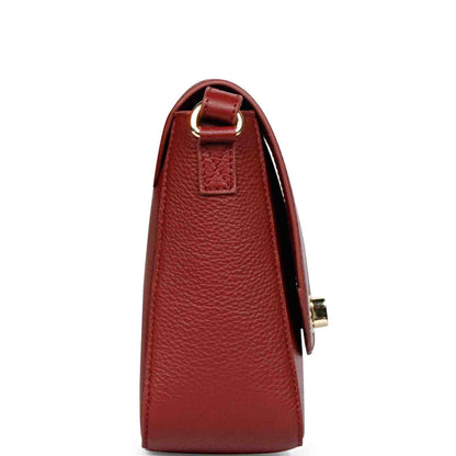 Favore Red Womens  Leather Structured Sling Bag
