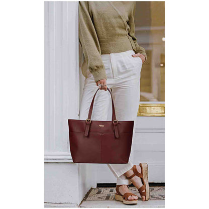 Favore Burgundy Leather Structured Shoulder Bag