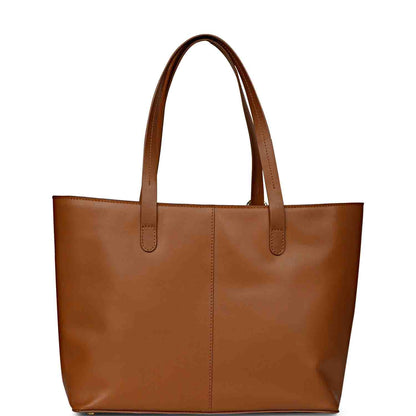 Favore Tan Leather Structured Shoulder Bag
