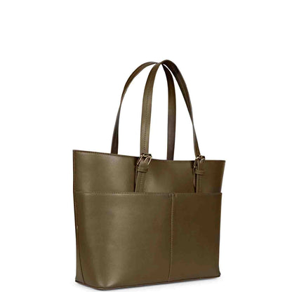 Favore Textured Brown Leather Structured Shoulder Bag