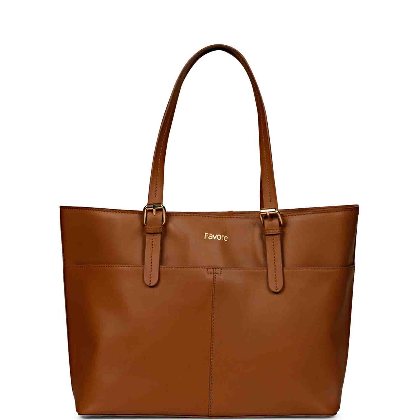 Favore Tan Leather Structured Shoulder Bag