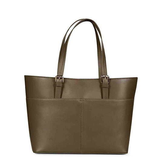 Favore Textured Brown Leather Structured Shoulder Bag