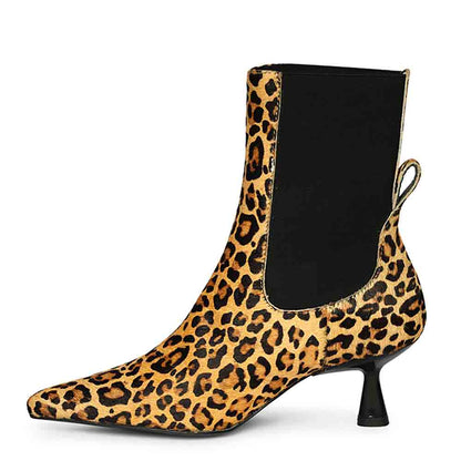 Saint Oriana Natural Pony Hair Print Leather Ankle Boots