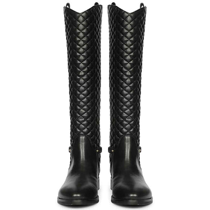 Saint Celestine Quilted Black Leather Long Boots