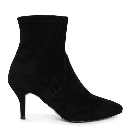 Saint Jemima Black Stretch Suede Kitten Heel Ankle Boots - SaintG India 
