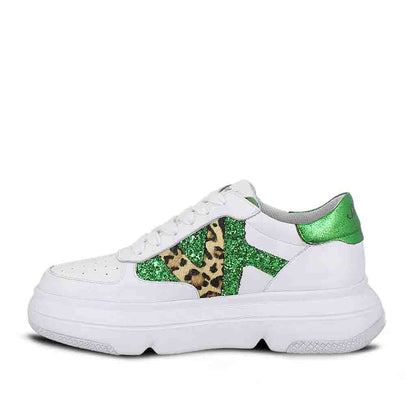 Whitesta Antea White & Green Leather Sneakers