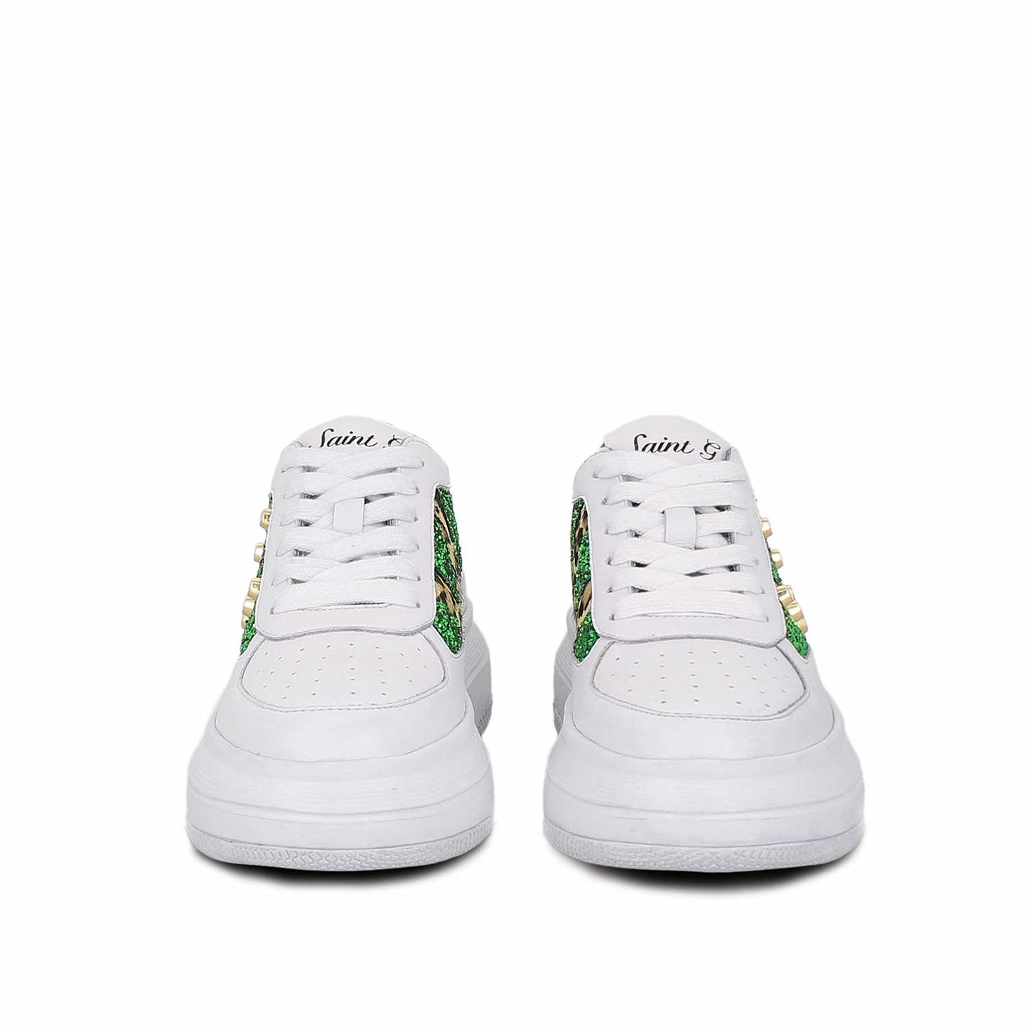 Whitesta Antea White & Green Leather Sneakers