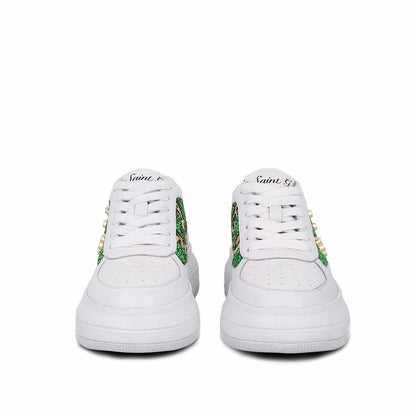 Whitesta Antea White & Green Leather Sneakers