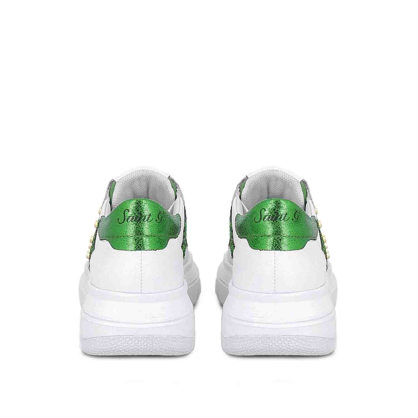 Whitesta Antea White & Green Leather Sneakers