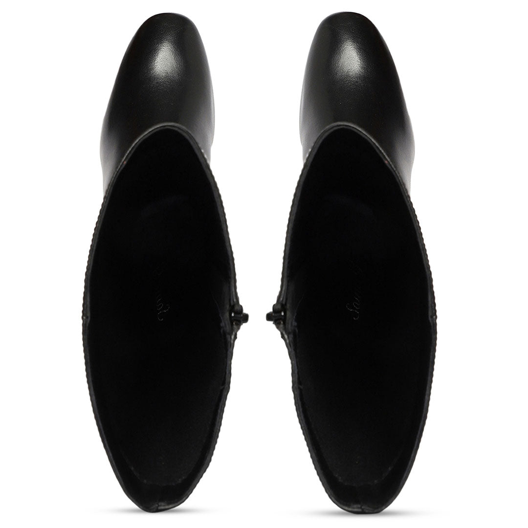 Saint Ivanna Black Leather Knee High Boots - SaintG India