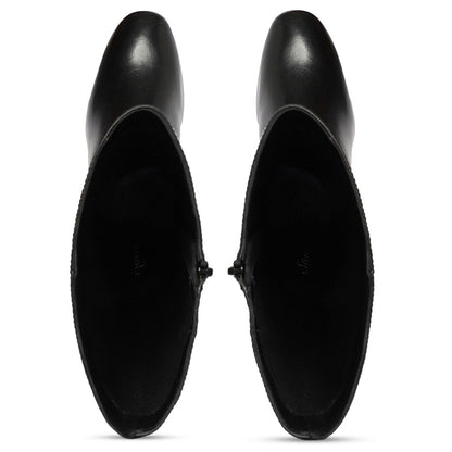 Saint Ivanna Black Leather Knee High Boots - SaintG India