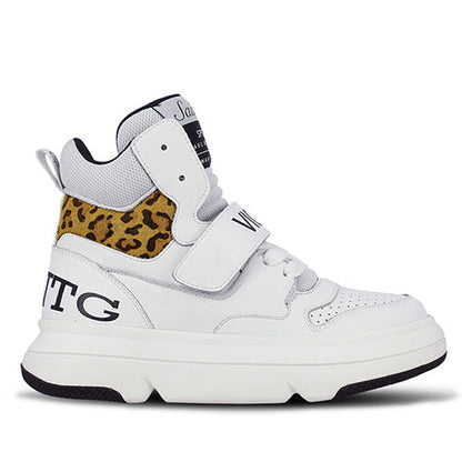 Whitesta Venetia White Pony Hair Print Leather Sneakers