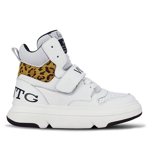 Whitesta Venetia White Pony Hair Print Leather Sneakers