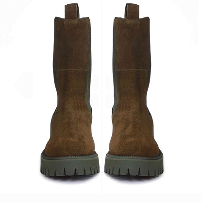 Saint Theresa High Ankle Black Leather Boots with Decorative Buckle – Stylish and chic footwear for a bold and confident look
