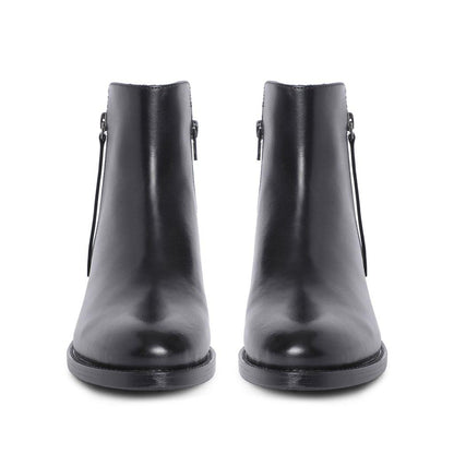Saint Imelda Black Leather Handcrafted Side Zippers Ankle Boots
