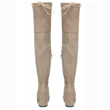 Chic above-the-knee stretch suede boots