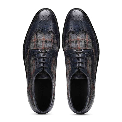 Saint Faustin Navy Leather Lace Up Brogue - SaintG