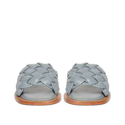 Saint Edetta Blue Woven Leather Sliders