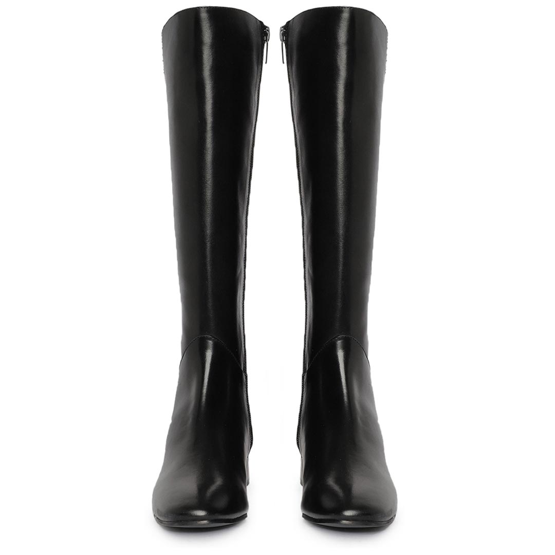 Saint Ivanna Black Leather Knee High Boots - SaintG India