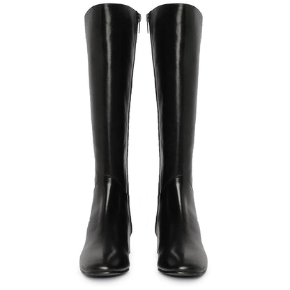 Saint Ivanna Black Leather Knee High Boots - SaintG India