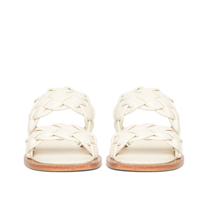 Saint Bruna White Woven Leather Sliders