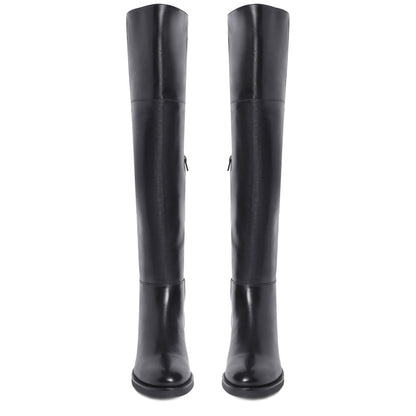 Saint Kayleigh Black Leather Above The Knee Boots