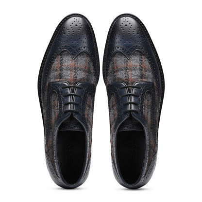 Saint Faustin Navy Leather Lace Up Brogue - SaintG