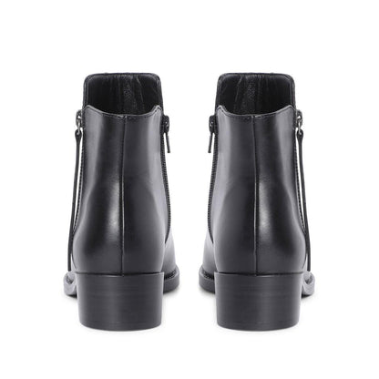 Saint Imelda Black Leather Handcrafted Side Zippers Ankle Boots