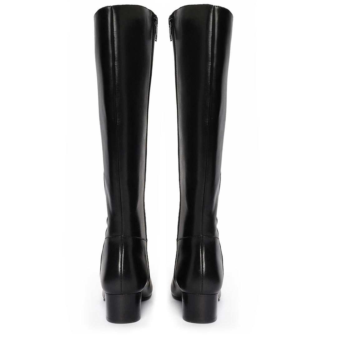 Saint Ivanna Black Leather Knee High Boots - SaintG India