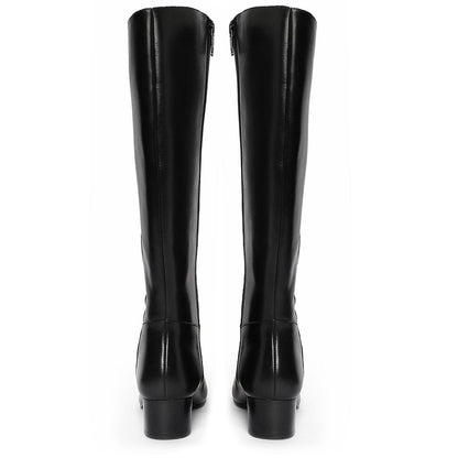 Saint Ivanna Black Leather Knee High Boots - SaintG India