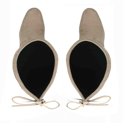 Chic above-the-knee stretch suede boots