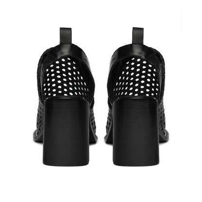 Saint Bella Black Woven Leather Block Heels