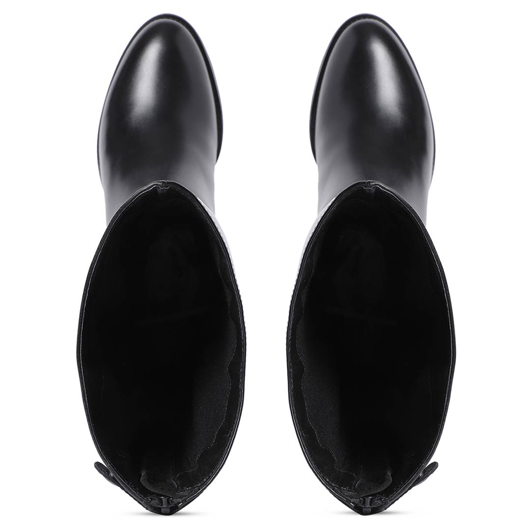 Saint Stella Black Leather Knee High Boots - SaintG